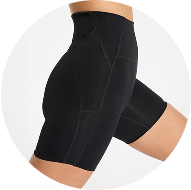 Close-up of waistband stitching detail on leggings